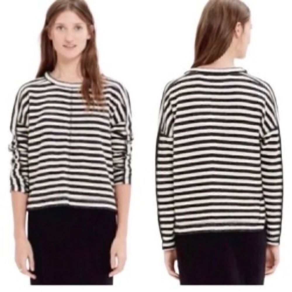 Madewell‎ 100% Cotton Slub Pullover Top Maroon Stripe Small